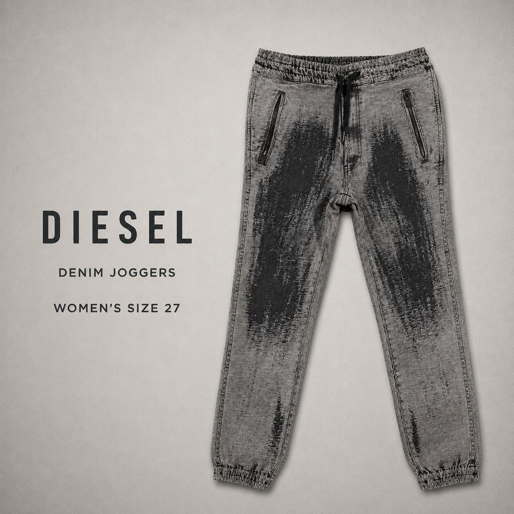 Diesel Gray Washed Denim Joggers